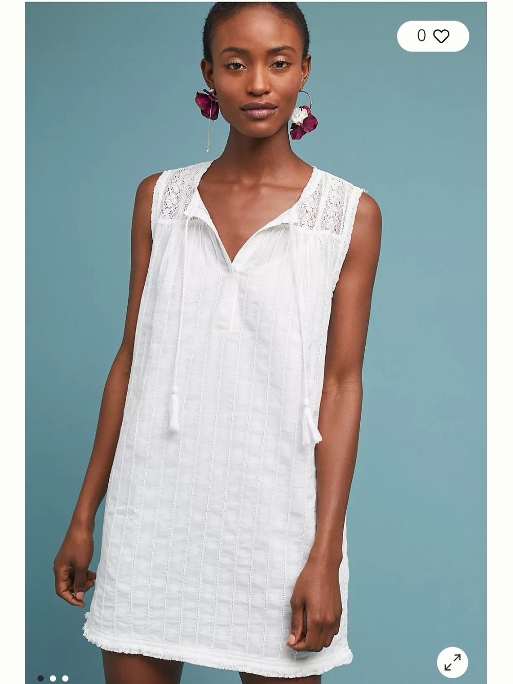 Michael Stars White Sleeveless Lace-Trim Beach Coverup Sz XS Lace Dress